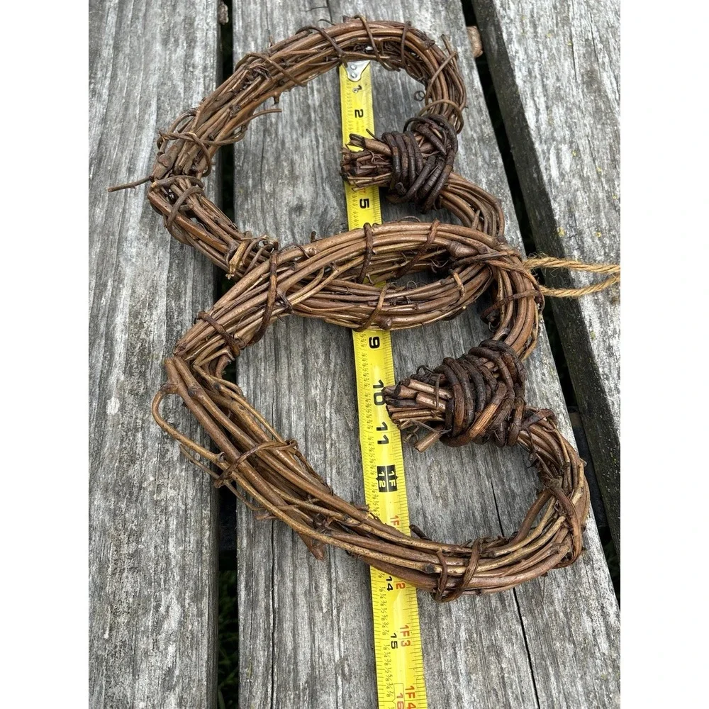 Double Heart Grapevine Wreath 13.5 in x 9 in Farmhouse Country Living Decor
